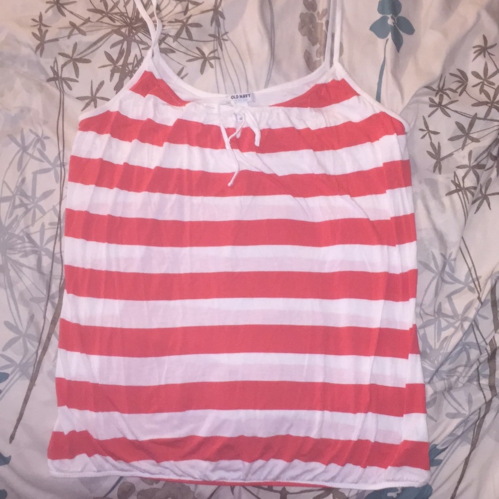 Orange and white stripe tank.